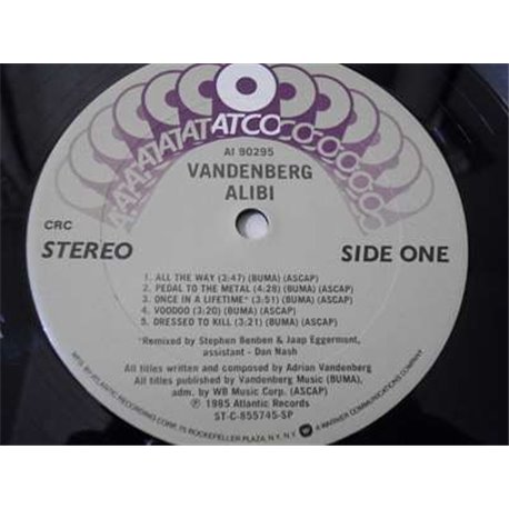 Adrian Vandenberg - Alibi LP Vinyl Record For Sale