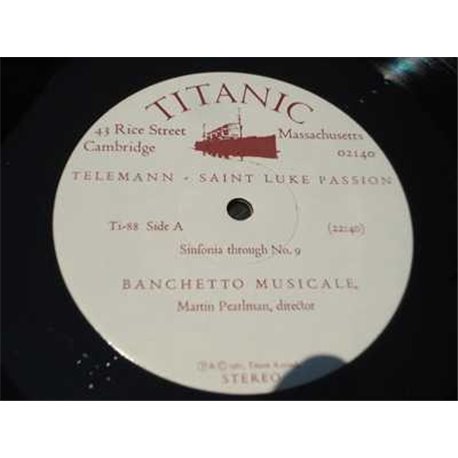 Georg Philipp Teleman - Saint Luke Passion 1744 LP Vinyl Record For Sale