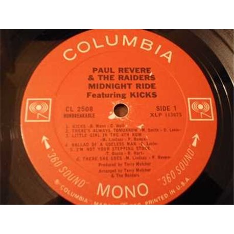 Paul Revere & The Raiders - Midnight Ride LP Vinyl Record For Sale