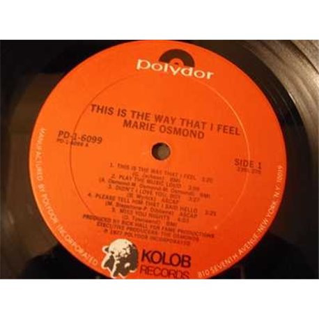 Marie Osmond - This Is The Way That I Feel LP Vinyl Record For Sale