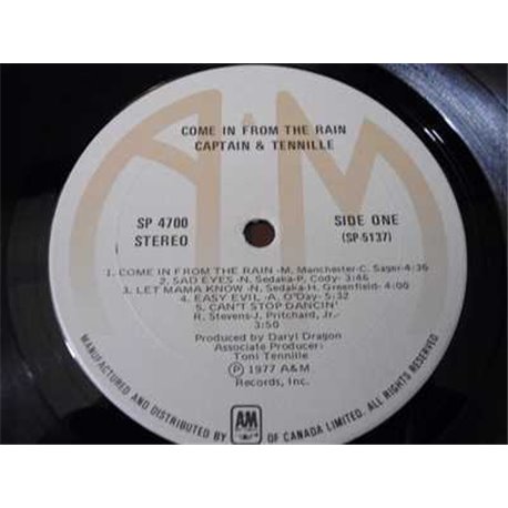 Captain & Tennille - Come In From The Rain LP Vinyl Record For Sale