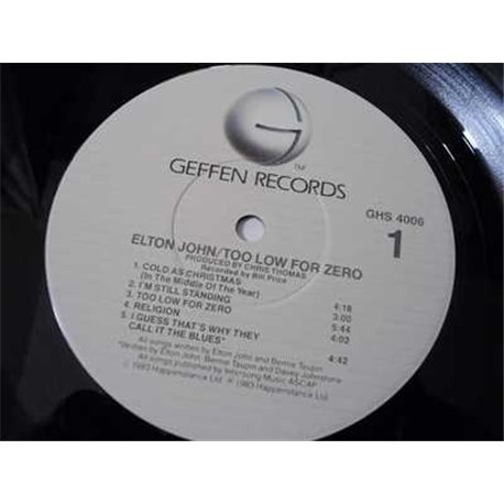 Elton John - Too Low For Zero LP Vinyl Record For Sale