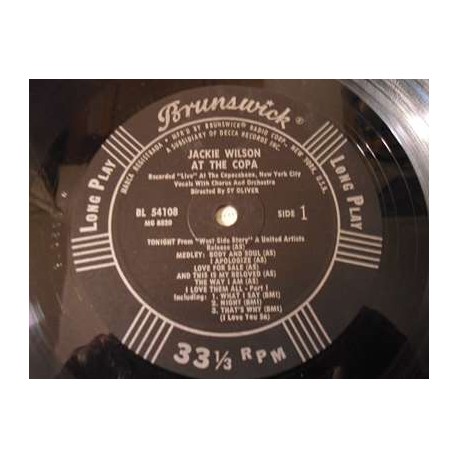 Jackie Wilson - At The Copa LP Vinyl Record For Sale