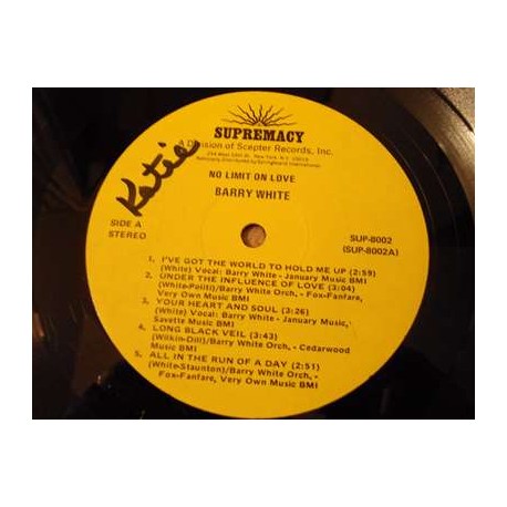 Barry White - No Limit On Love LP Vinyl Record For Sale