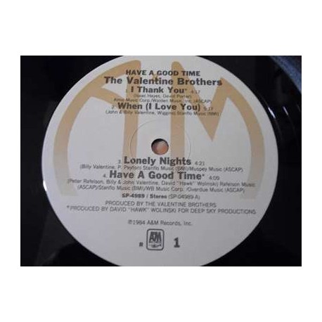 The Valentine Brothers - Have A Good Time LP Vinyl Record For Sale
