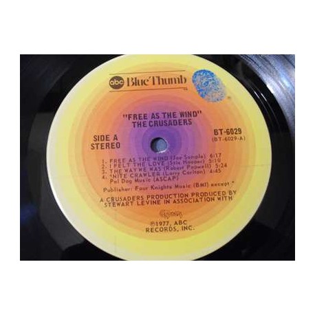 The Crusaders - Free As The Wind LP Vinyl Record For Sale