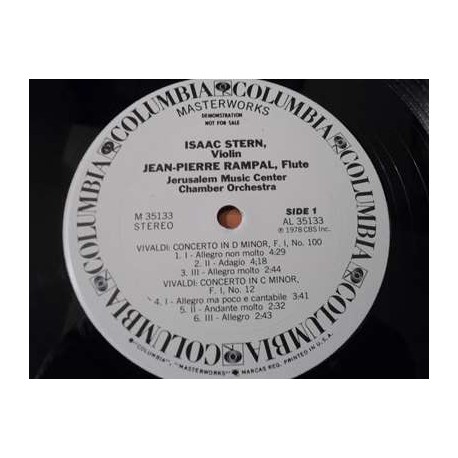Isaac Stern / Jean-Pierre Rampal - Play Vivaldi & Telemann PROMO LP Vinyl Record For Sale