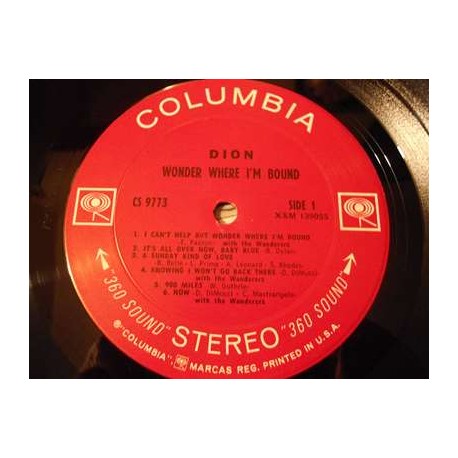 Dion - Wonder Where I'm Bound LP Vinyl Record For Sale