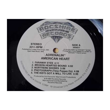 Adrenalin - American Heart LP Vinyl Record For Sale