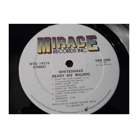 Whitesnake - Ready An' Willing LP Vinyl Record For Sale