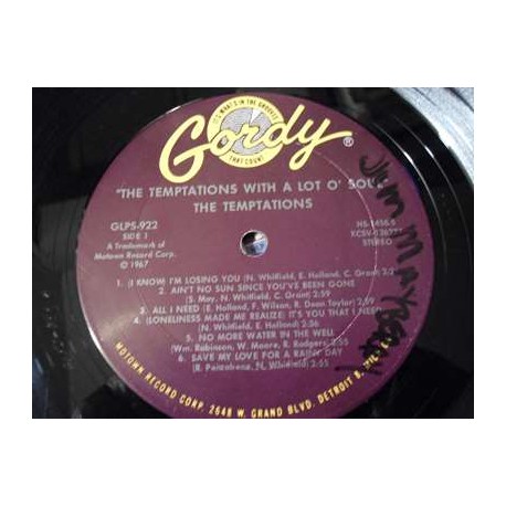 The Temptations - With A Lot O' Soul LP Vinyl Record For Sale