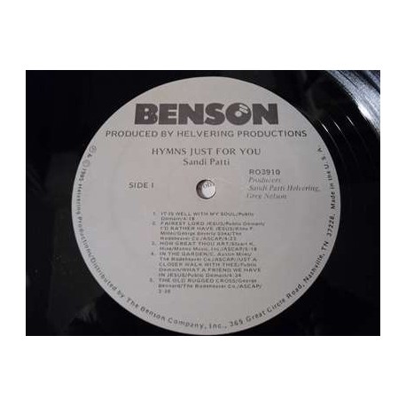 Sandi Patti - Hymns Just For You LP Vinyl Record For Sale