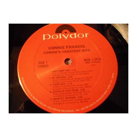 Connie Francis - Connie's Greatest Hits LP Vinyl Record For Sale