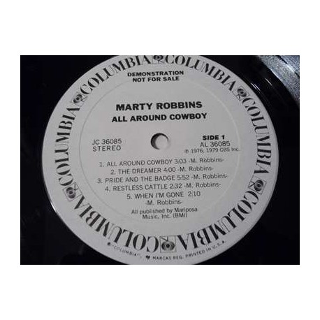 Marty Robbins - All Around Cowboy PROMO LP Vinyl Record For Sale
