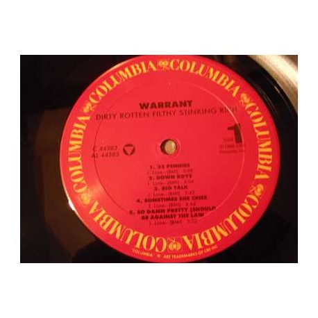 Warrant - Dirty Rotton Filthy Stinking Rich LP Vinyl Record For Sale