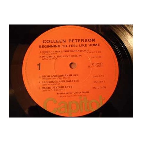 Colleen Peterson - Beginning To Feel Like Home LP Vinyl Record For Sale