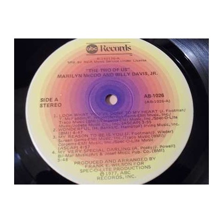 Marilyn McCoo & Billy Davis Jr - The Two Of Us LP Vinyl Record For Sale