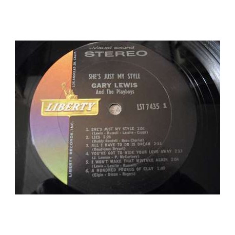Gary Lewis And The Playboys - She's Just My Style LP Vinyl Record For Sale