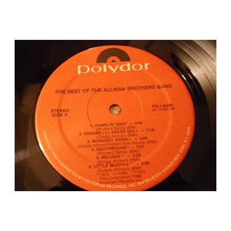 The Allman Brothers Band - The Best Of The Allman Brothers Band LP Vinyl Record For Sale