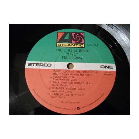 J Geils Band - Full House "Live" LP Vinyl Record For Sale