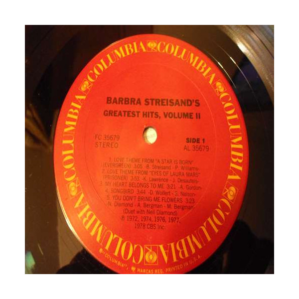 Barbra Streisand - Greatest Hits Volume 2 LP Vinyl Record For Sale