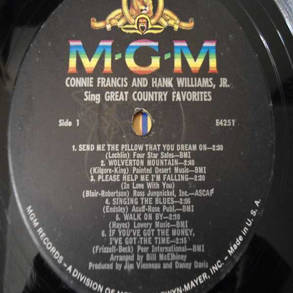 Connie Francis & Hank Williams Jr. - Sing Great Country Hits Vinyl LP Record For Sale