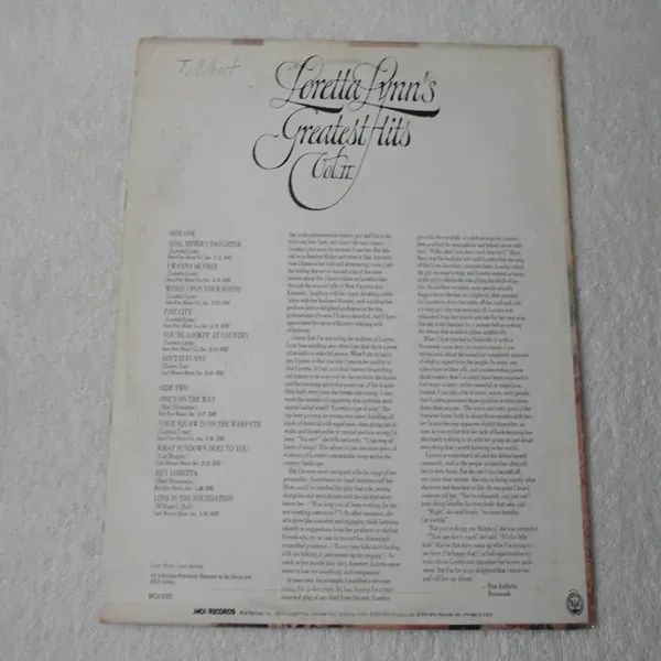 Loretta Lynn - Greatest Hits Vol. II LP Vinyl Record For Sale