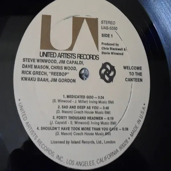 Traffic - Welcome To The Canteen LP Vinyl Record For Sale