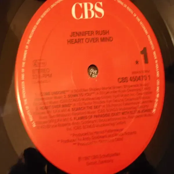 Jennifer Rush - Heart Over Mind Vinyl LP Record For Sale