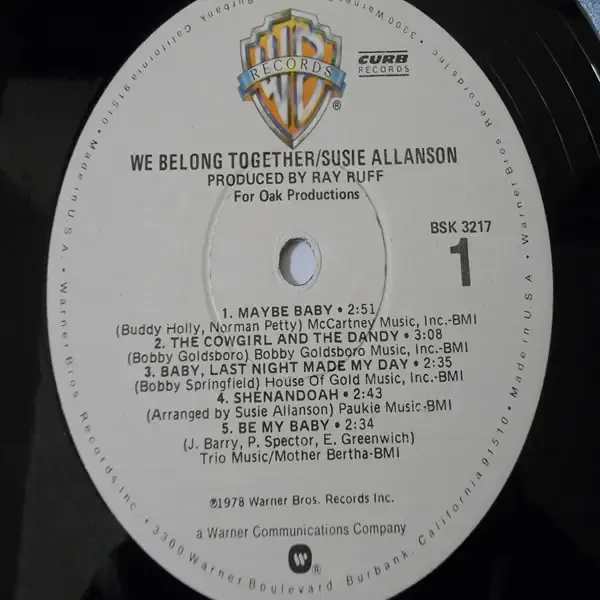 Susie Allanson - We Belong Together LP Vinyl Record For Sale