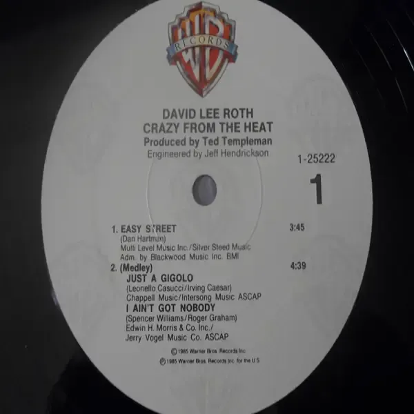 David Lee Roth Crazy From The Heat vinyl ep record for sale