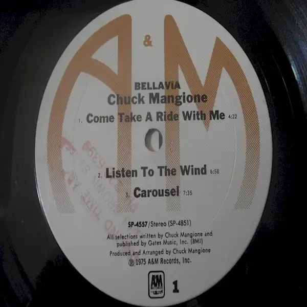 Chuck Mangione - Bellavia LP Vinyl Record For Sale