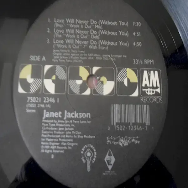 Janet Jackson - Love Will Never Do 12" Single Vinyl Record For Sale