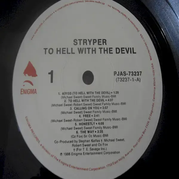 Stryper - To Hell With The Devil Vinyl LP Record For Sale