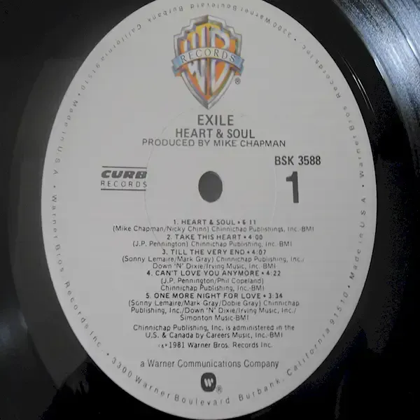 Exile - Heart & Soul LP Vinyl Record For Sale