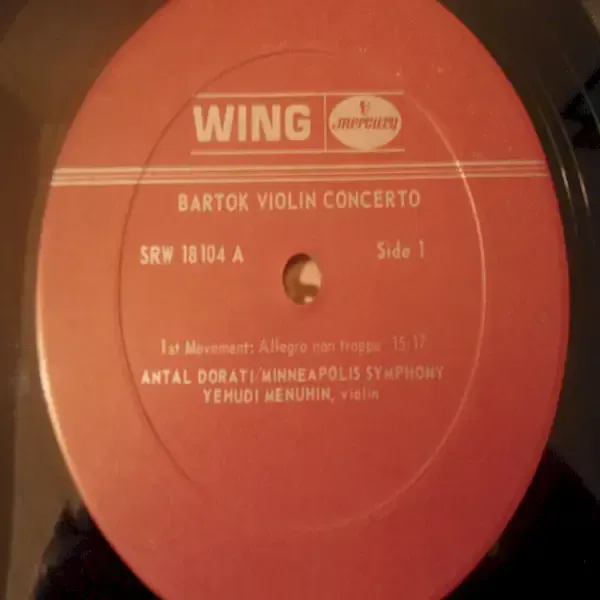 Béla Bartók - Voilin Concerto Yehudi Menuhin Vinyl Lp For Sale