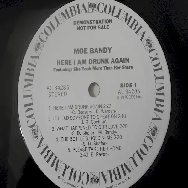 Moe Bandy - Here I Am Drunk Again Vinyl LP Record For Sale