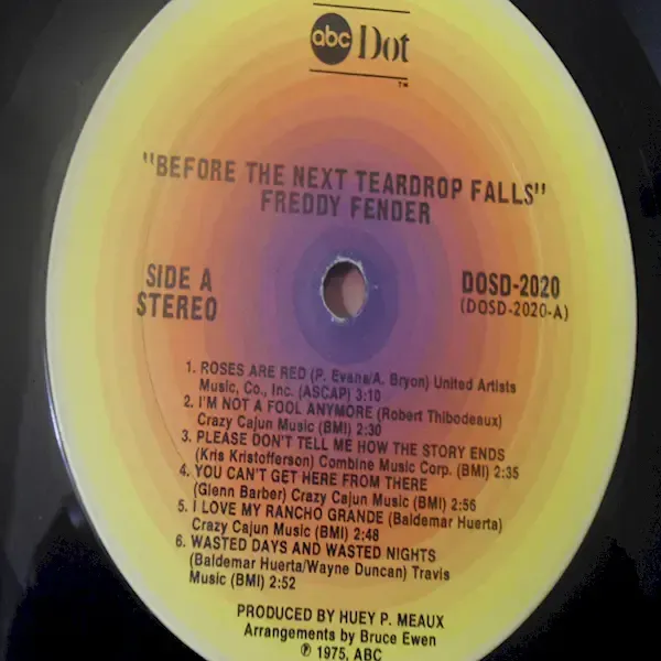 Freddy Fender - Before The Next Teardrop Falls Vinyl LP For Sale