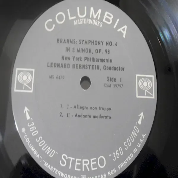 Leonard Bernstein - Brahms 4th Symphony LP Vinyl Record For Sale