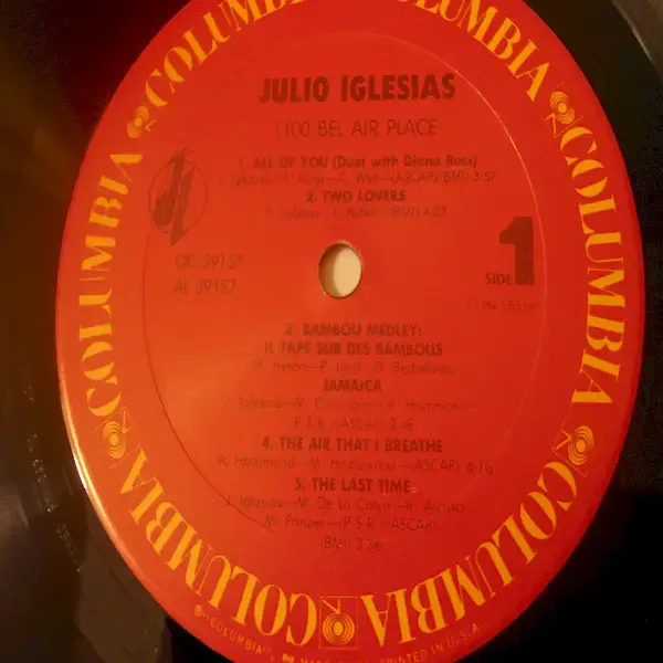 Julio Iglesias - 1100 Bel Air Place LP Vinyl Record For Sale