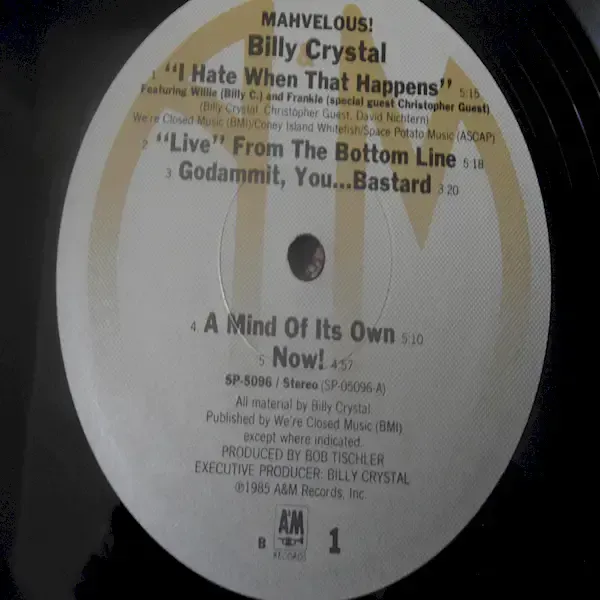 Billy Crystal - Mahvelous! LP Vinyl Record For Sale