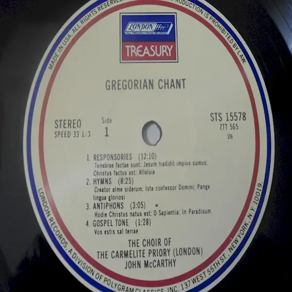 Choir Of Carmelite - Gregorian Chant Vinyl LP For Sale