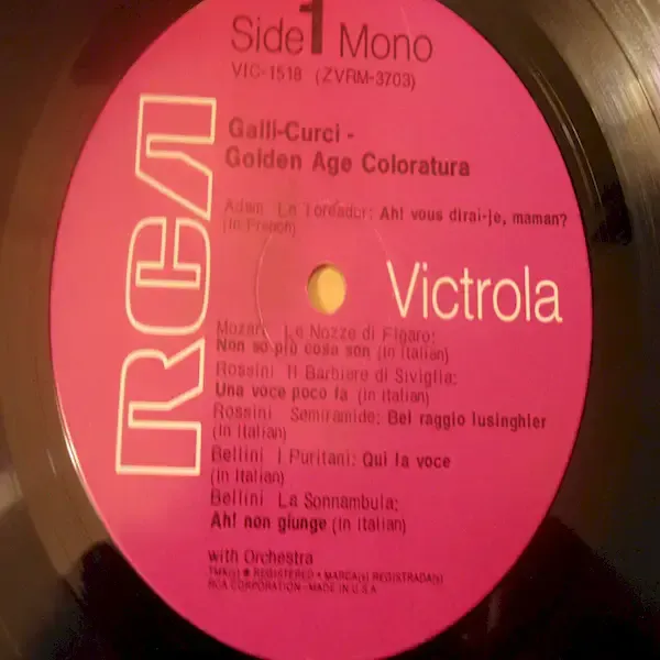 Amelita Galli-Curci - Golden-Age Coloratura LP Vinyl Record For Sale