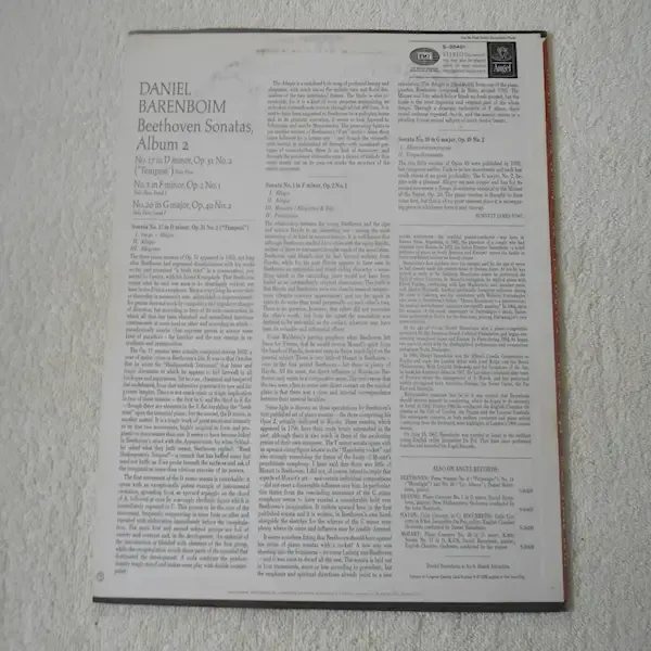 Beethoven / Barenboim - Piano Sonatas Album 2 Vinyl LP Sale