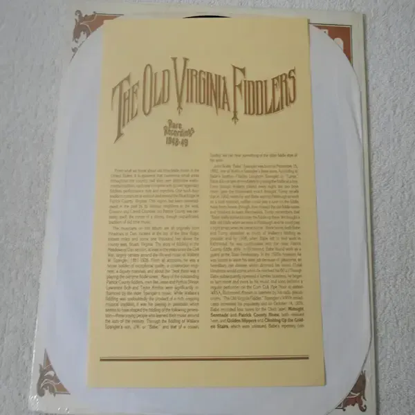 The Old Virginia Fiddlers - Old Time Fiddle Music LP Vinyl Record For Sale