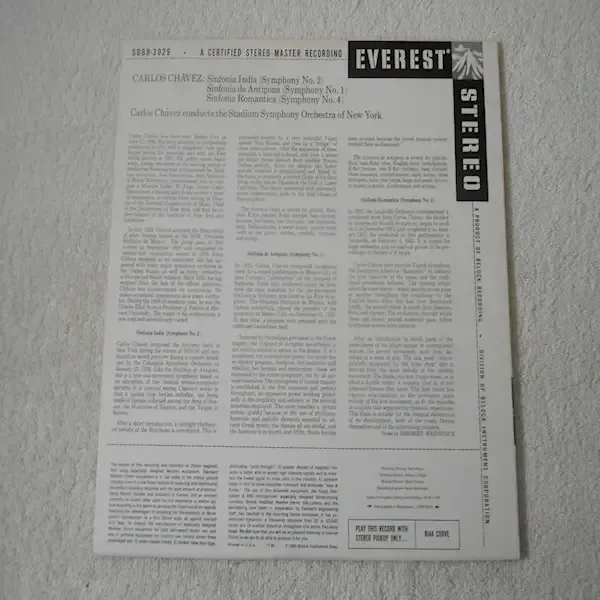 Carlos Chavez - Sinfonia India LP Vinyl Record For Sale