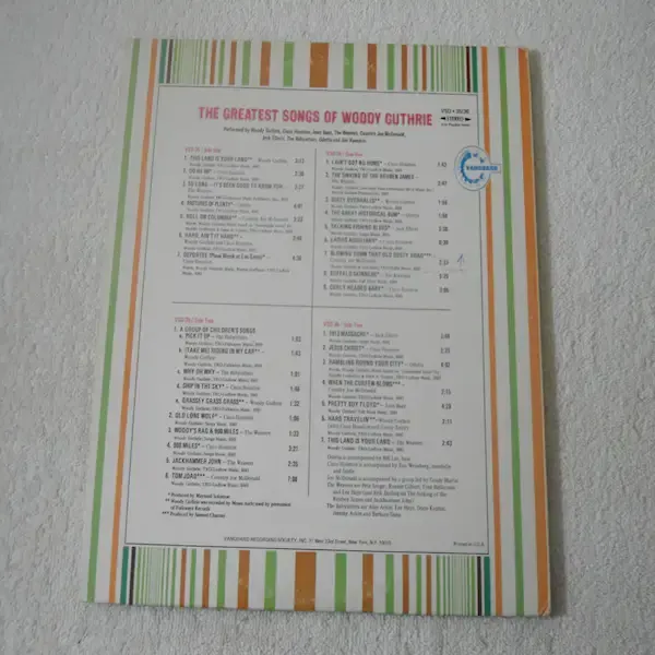 Woody Guthrie - The Greatest Songs 2xLP Vinyl Record For Sale