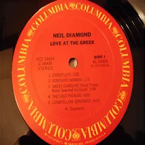 Neil Diamond - Love At The Greek 2xLP Vinyl Record For Sale