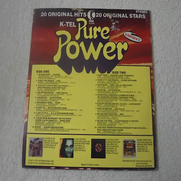 Pure Power - 70s Pop & Rock Compilation LP Vinyl Record For Sale