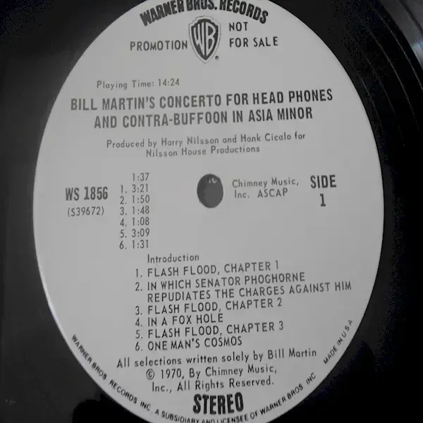 Bill Martin's Concerto For Head Phones And Contra-Buffoon PROMO LP Sale